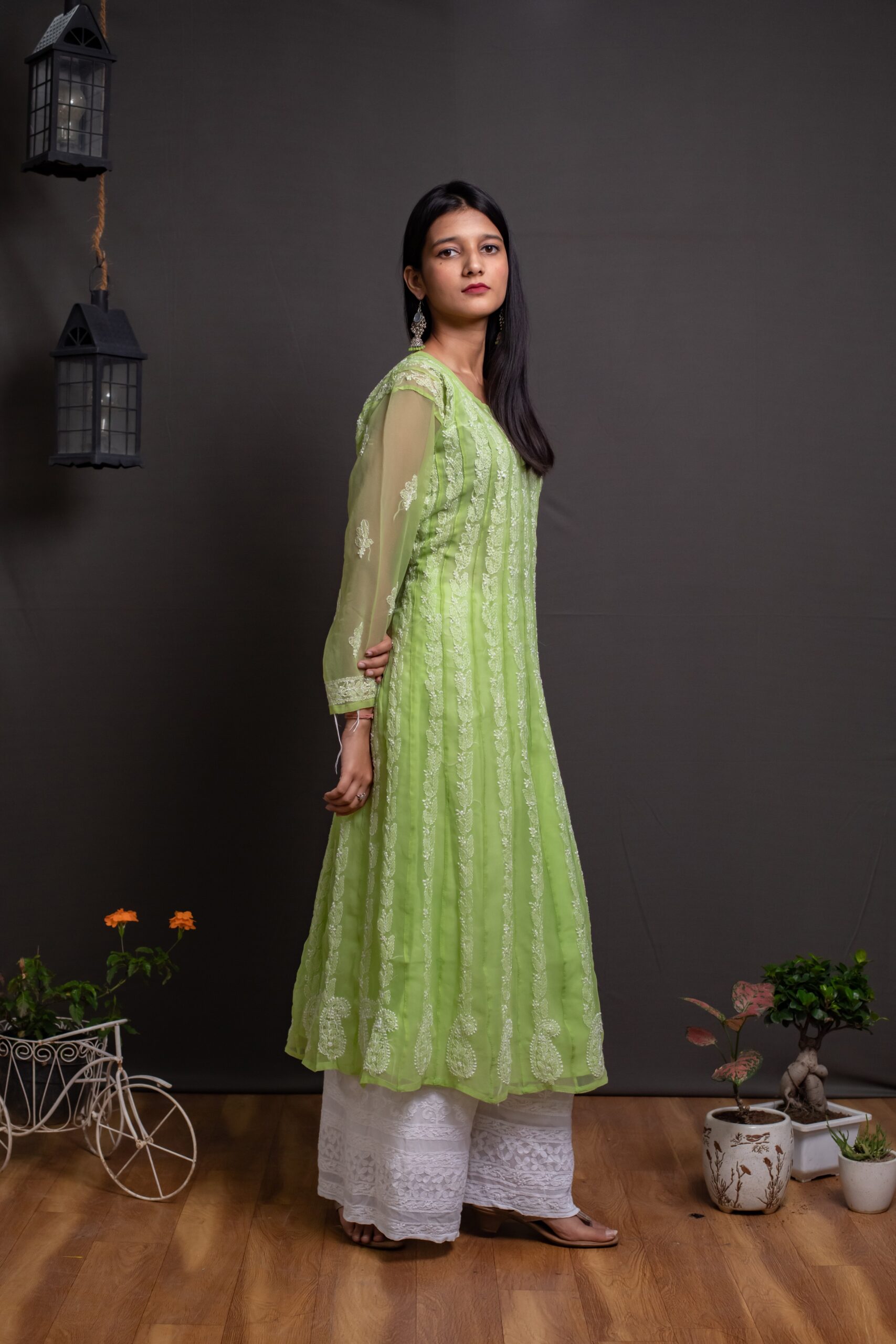 Indian Party Wear Floral Printed Anarkali Kurti With Palazzo Readymade Kurta  | eBay
