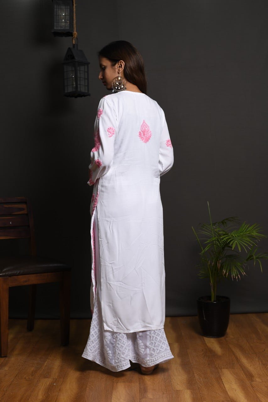 Handmade Kurti Palazzo Dupatta Set White Viscose Chikankari Strappy Kurta  Set Lucknow Chikankari Handcrafted Tunic Dress for Women JIAWHT - Etsy |  Short kurti designs, Sleeveless kurti designs, Sleeveless kurti